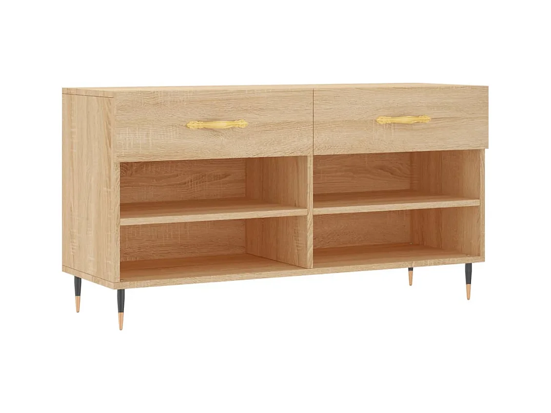 Banc à chaussures chêne sonoma 102x35x55 bois d'ingénierie