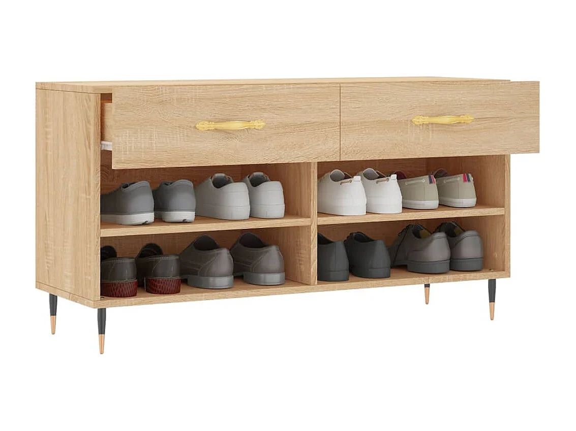 Banc à chaussures chêne sonoma 102x35x55 bois d'ingénierie