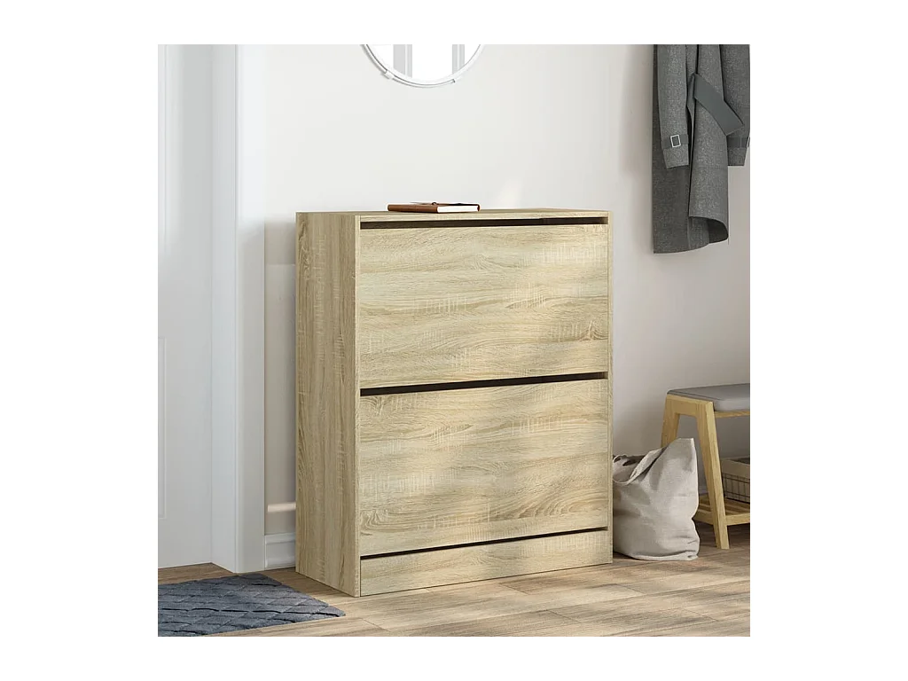 Armoire à chaussures chêne sonoma 80x34x96,5 bois ingénierie