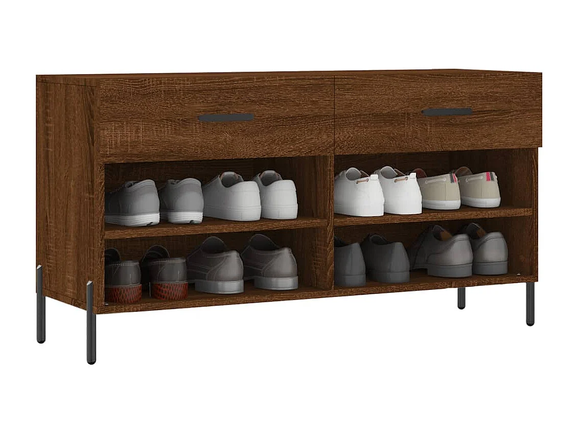 Banc à chaussures chêne marron 102x35x55 bois d'ingénierie