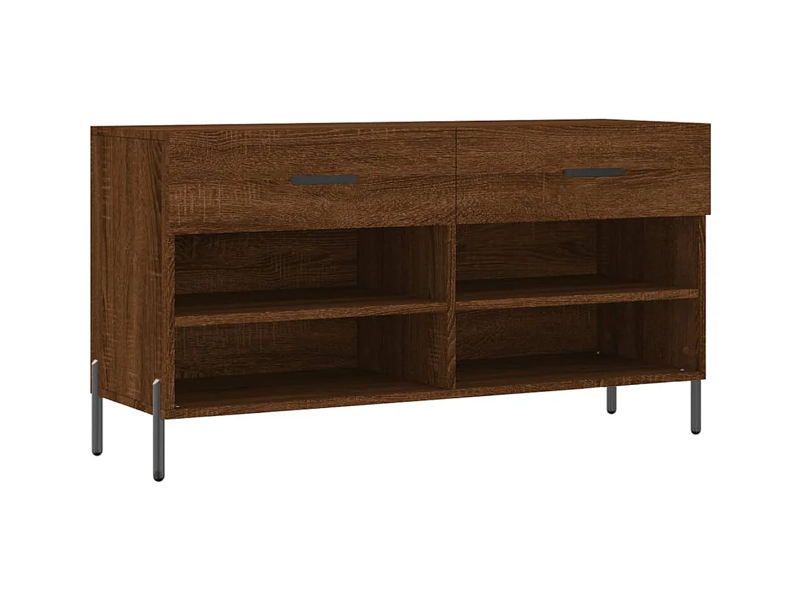 Banc à chaussures chêne marron 102x35x55 bois d'ingénierie