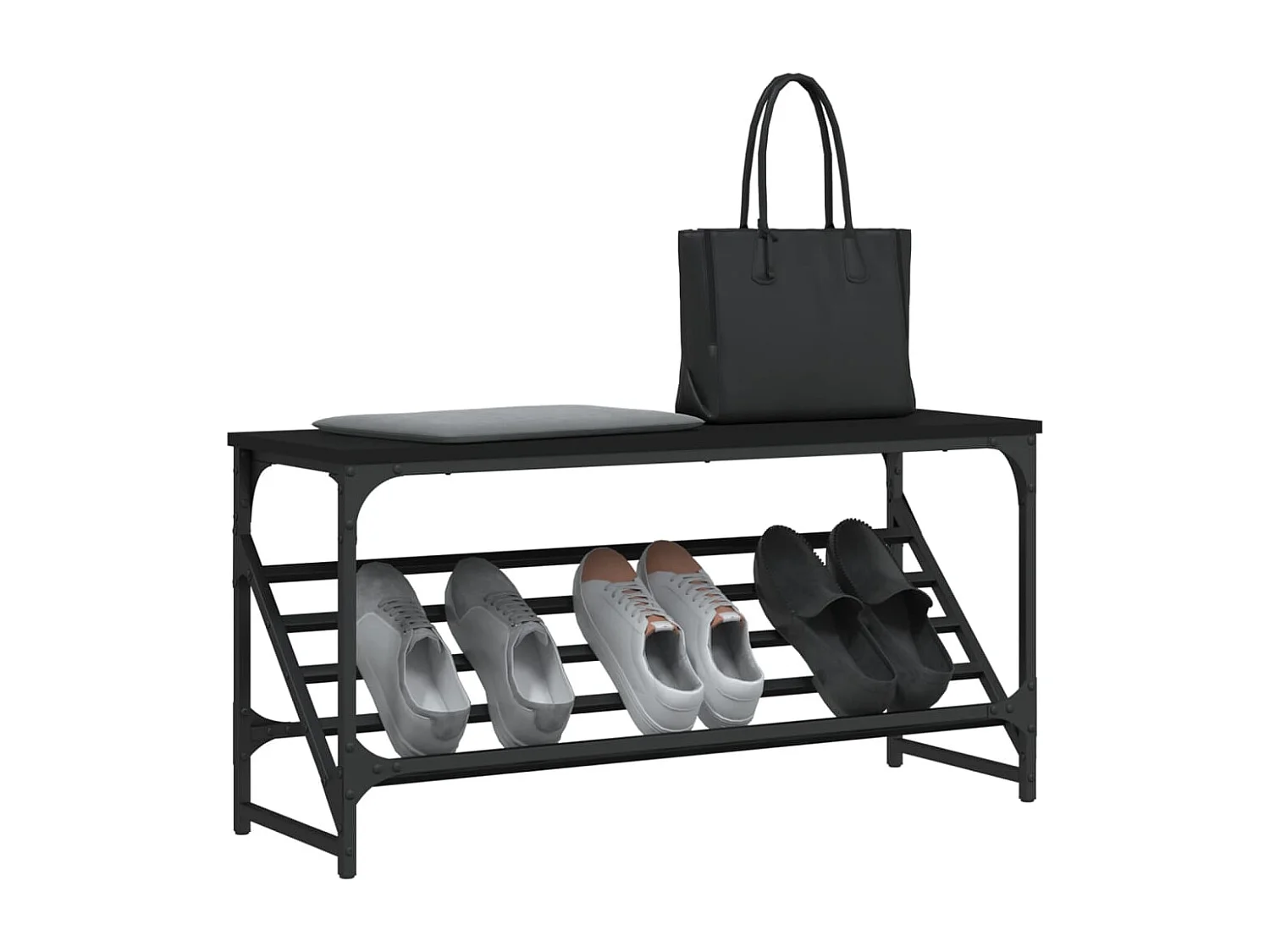 Étagère à chaussures noir 90x30x45 bois d'ingénierie