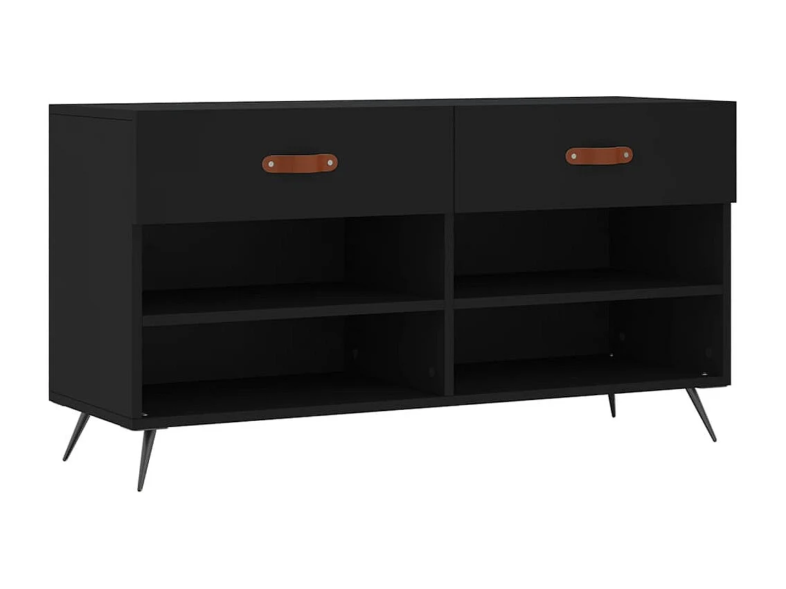 Banc à chaussures noir 102x35x55 bois d'ingénierie