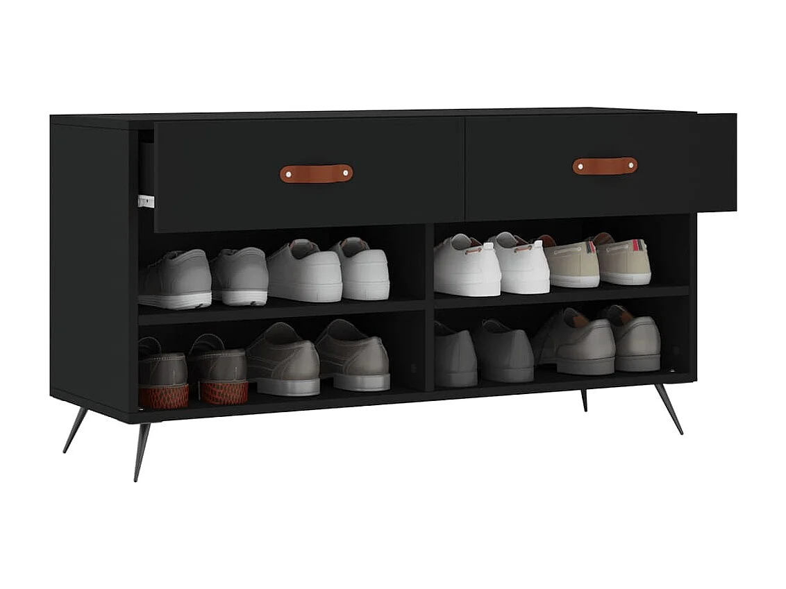 Banc à chaussures noir 102x35x55 bois d'ingénierie