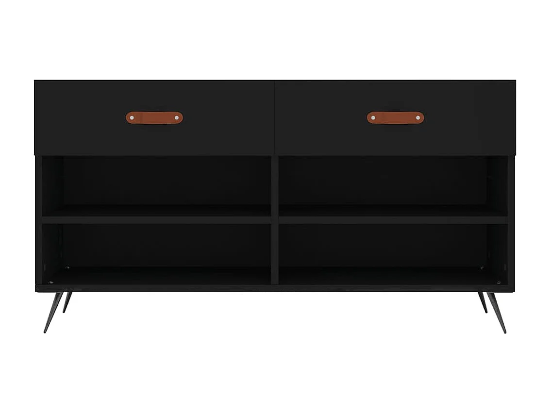 Banc à chaussures noir 102x35x55 bois d'ingénierie