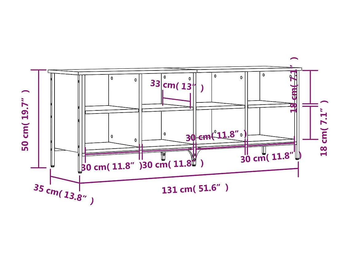 Armoire à chaussures chêne fumé 131x35x50 bois d'ingénierie