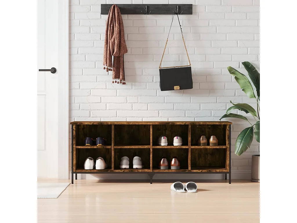 Armoire à chaussures chêne fumé 131x35x50 bois d'ingénierie