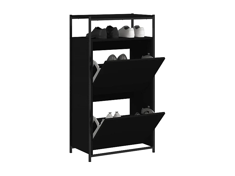 Armoire à chaussures noir 60x34x112 bois d'ingénierie