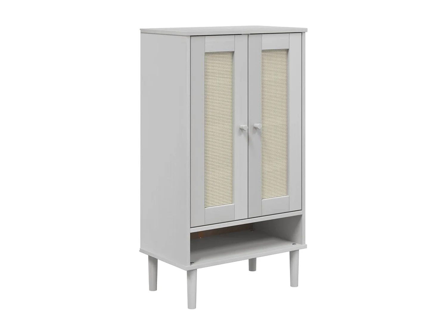 Armoire à chaussures SENJA aspect rotin blanc bois massif