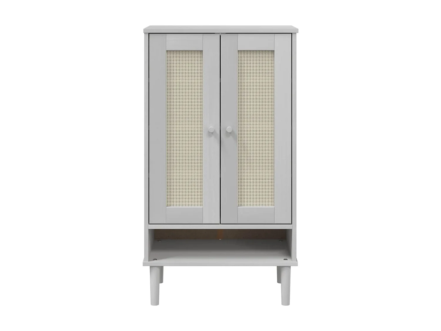 Armoire à chaussures SENJA aspect rotin blanc bois massif