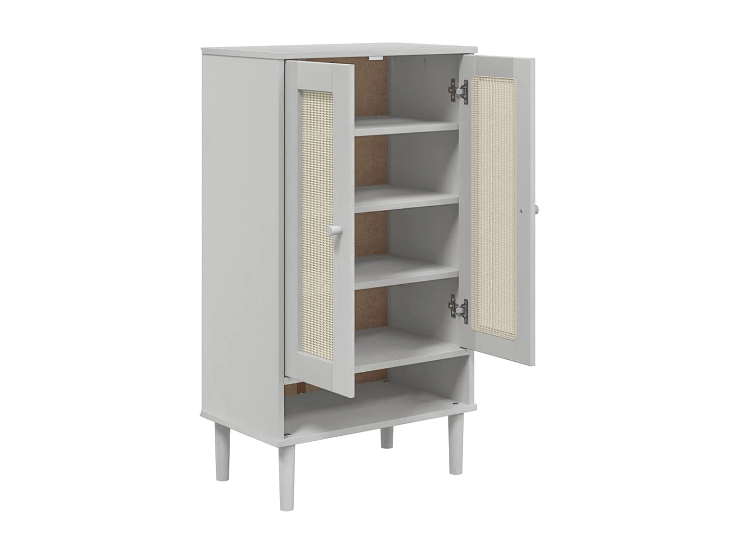 Armoire à chaussures SENJA aspect rotin blanc bois massif