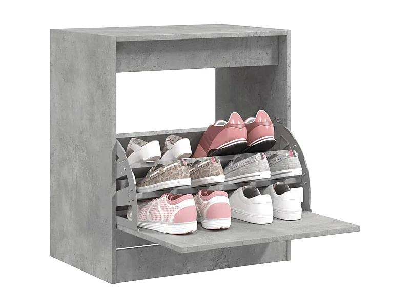 Armoire à chaussures gris béton 60x42x69 bois d'ingénierie