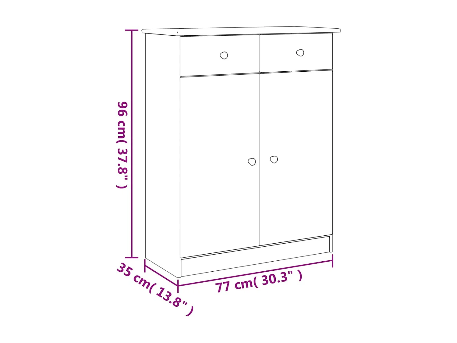 Armoire à chaussures ALTA 77x35x96 bois massif de pin