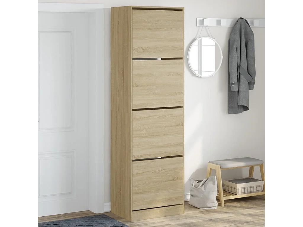Schoenenkast met 4 klaplades 60x42x204 cm sonoma eikenkleurig