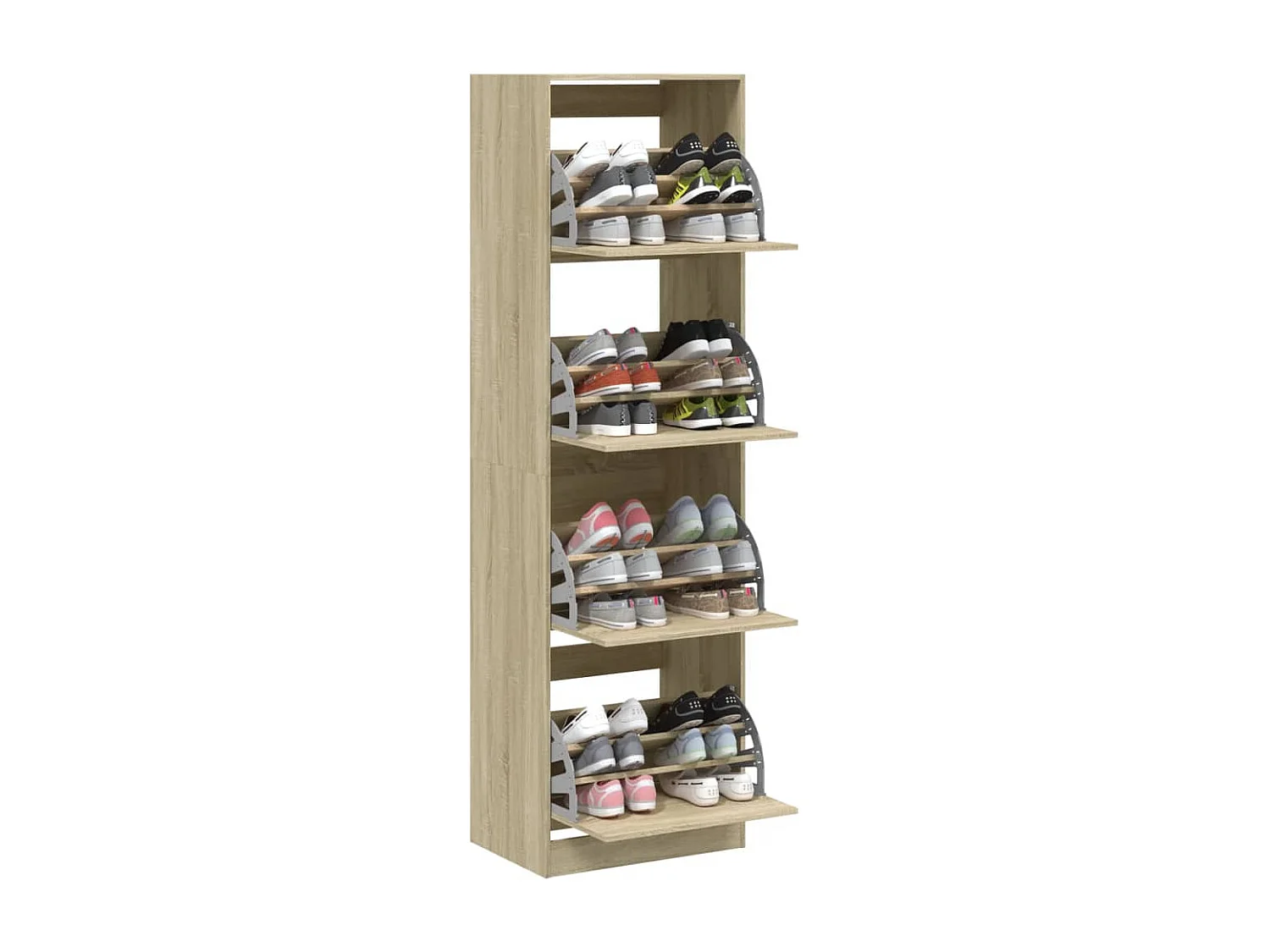 Schoenenkast met 4 klaplades 60x42x204 cm sonoma eikenkleurig