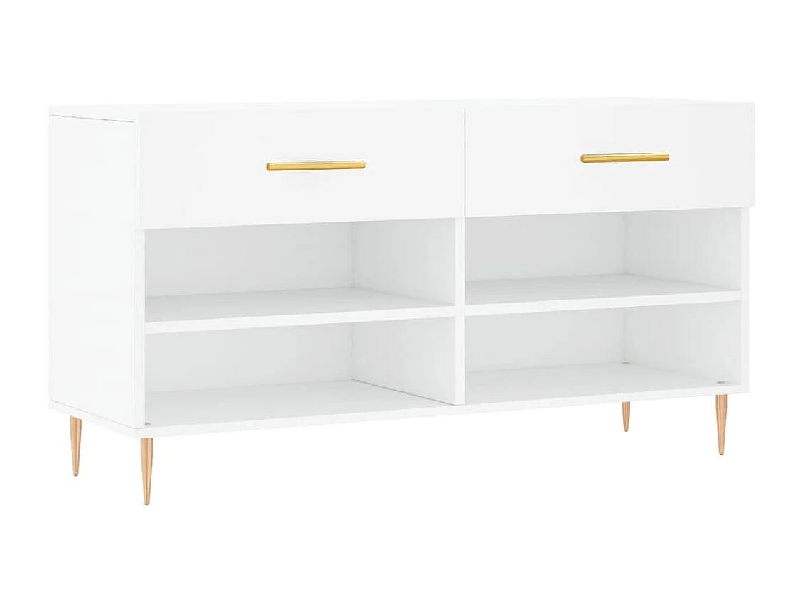 Banc à chaussures blanc 102x35x55 bois d'ingénierie