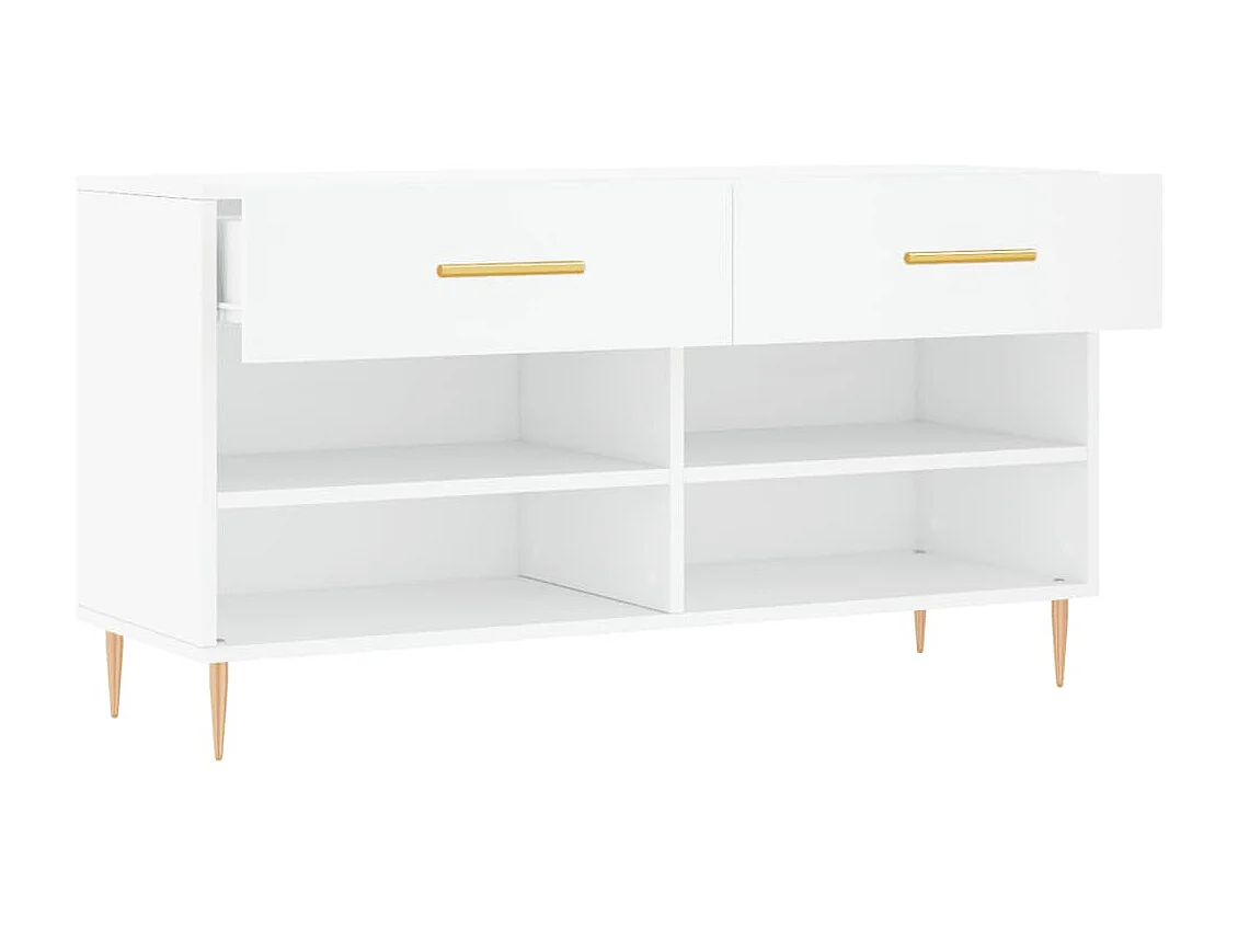 Banc à chaussures blanc 102x35x55 bois d'ingénierie