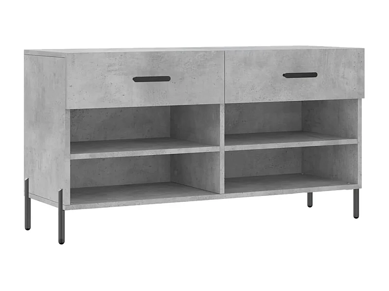 Banc à chaussures gris béton 102x35x55 bois d'ingénierie