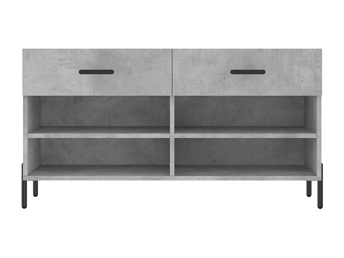 Banc à chaussures gris béton 102x35x55 bois d'ingénierie