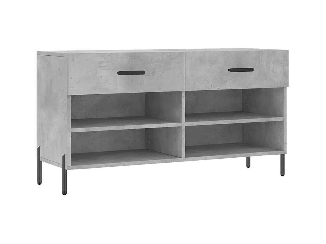 Banc à chaussures gris béton 102x35x55 bois d'ingénierie