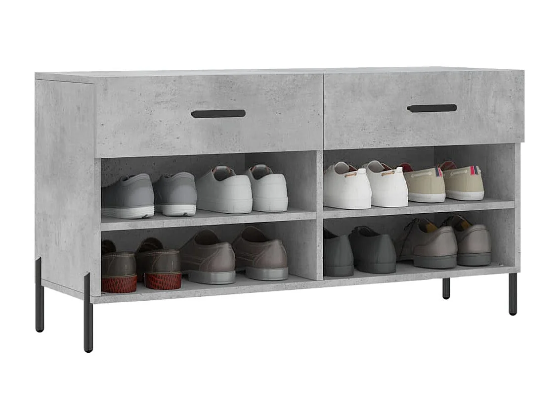 Banc à chaussures gris béton 102x35x55 bois d'ingénierie