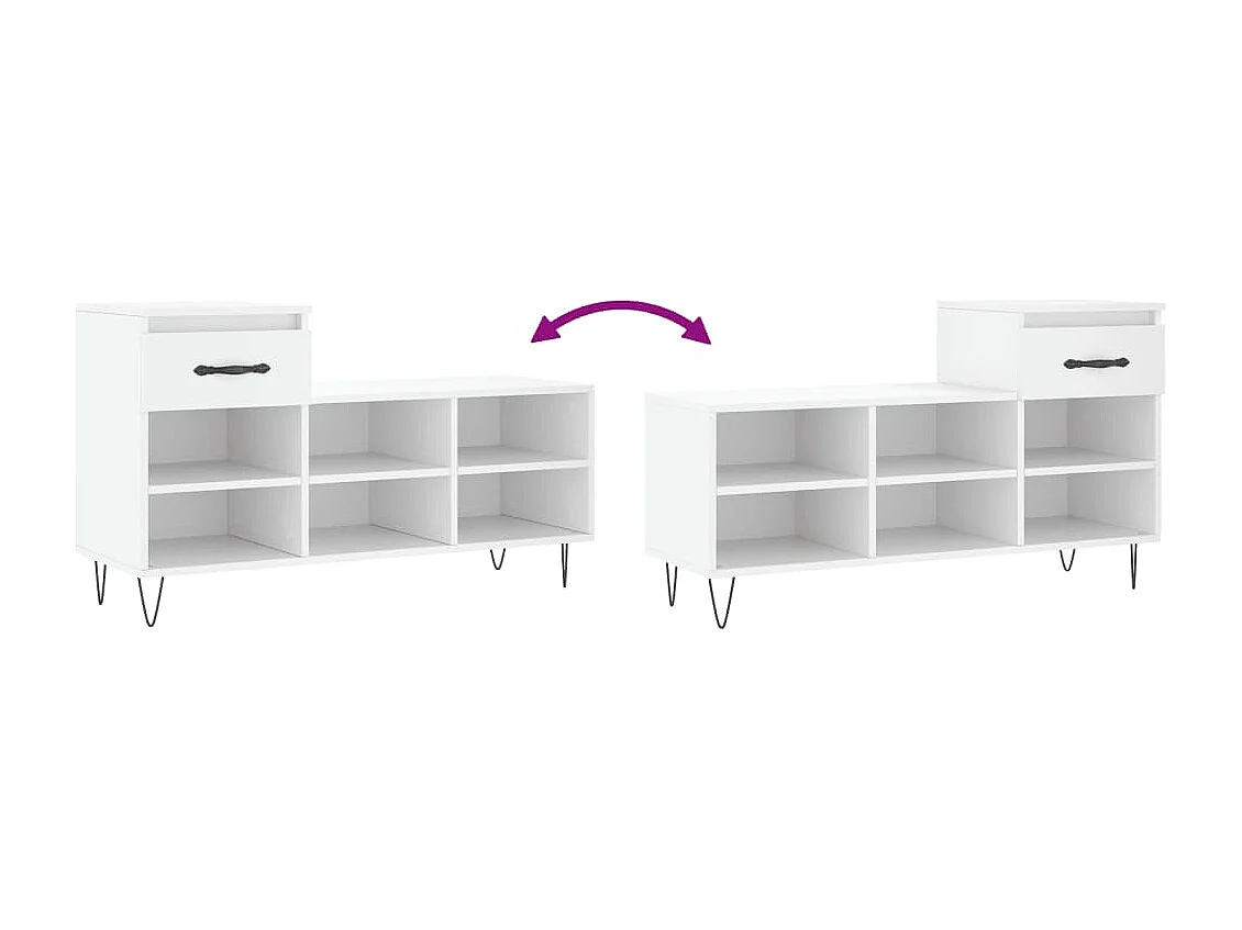 Armoire à chaussures Blanc 102x36x60 Bois d'ingénierie