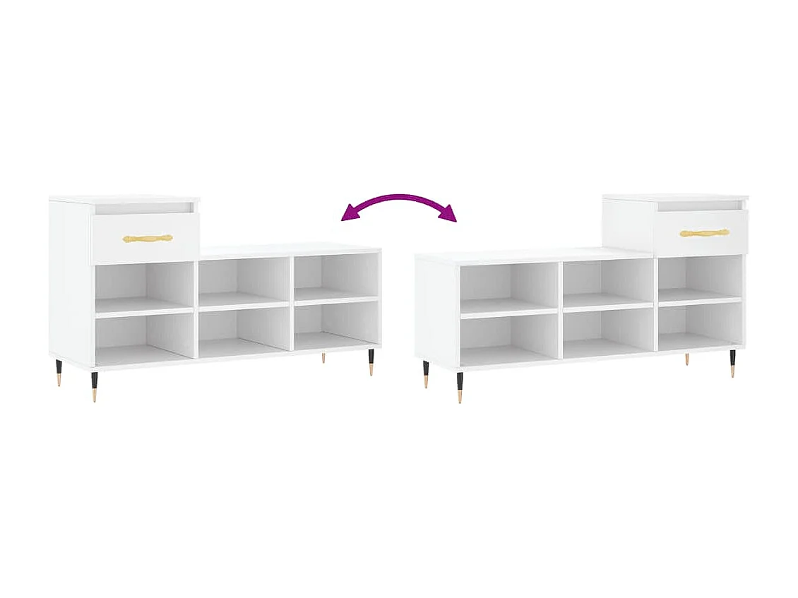 Armoire à chaussures Blanc 102x36x60 Bois d'ingénierie