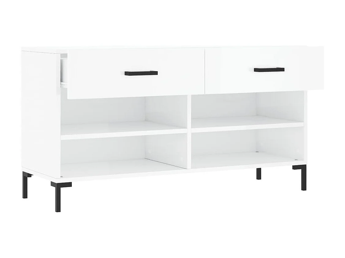 Banc à chaussures blanc brillant 102x35x55 bois d'ingénierie