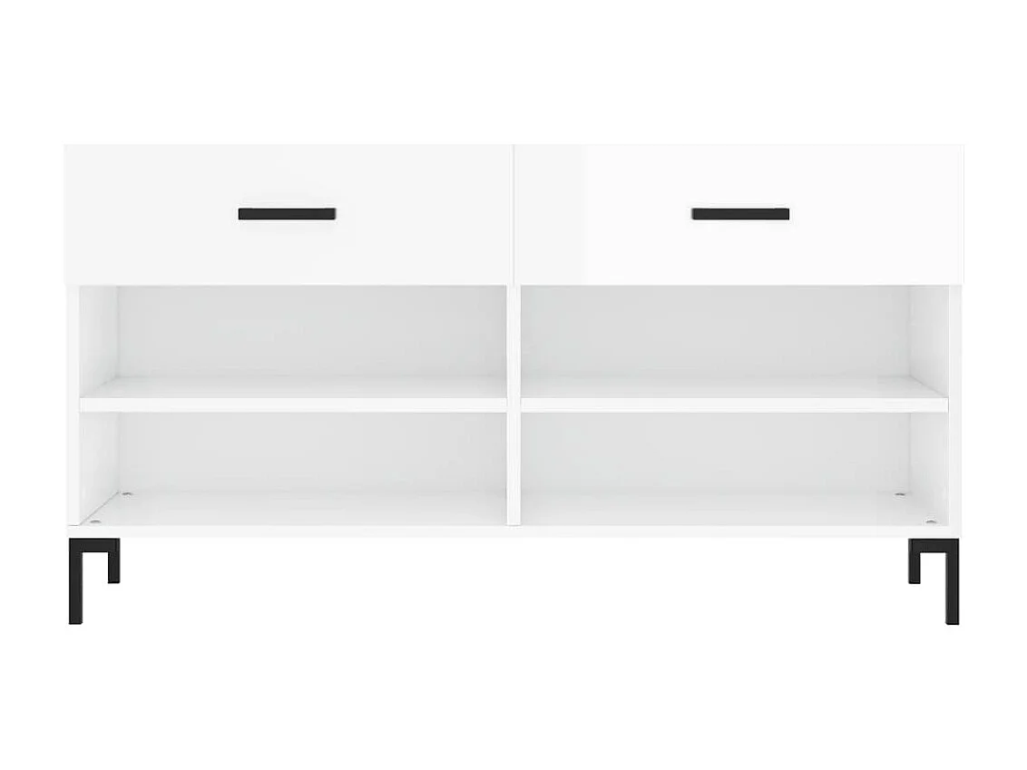Banc à chaussures blanc brillant 102x35x55 bois d'ingénierie