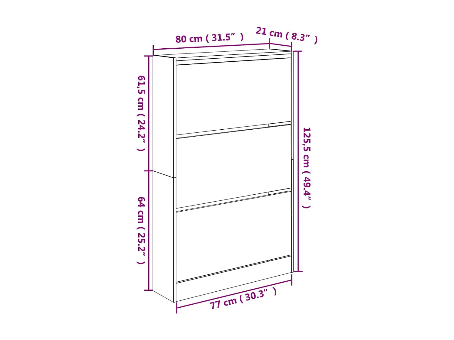 Armoire à chaussures blanc 80x21x125,5 bois d'ingénierie