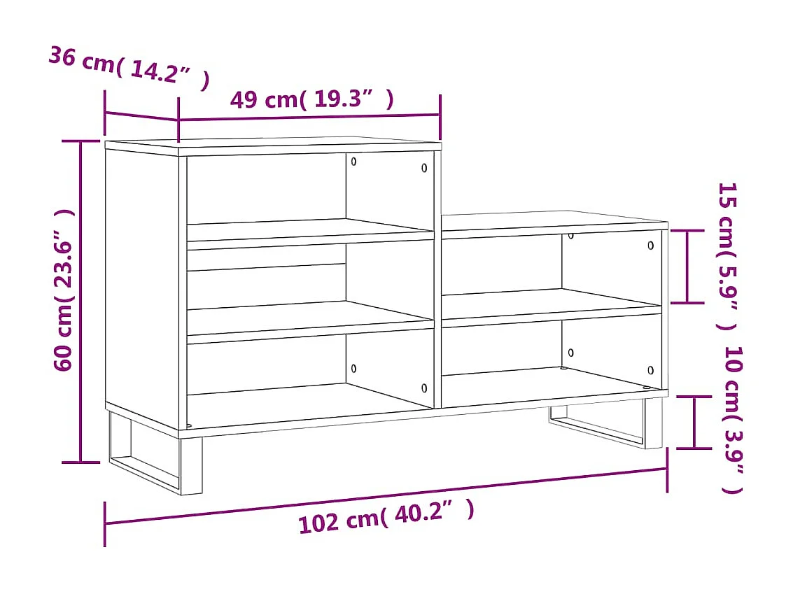 Armoire à chaussures Blanc 102x36x60 Bois d'ingénierie