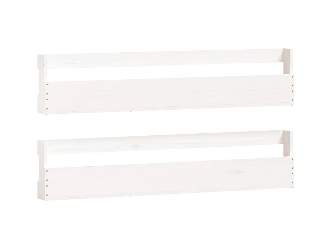 Étagères à chaussures murales 2 pcs Blanc 110x9x23 Pin massif