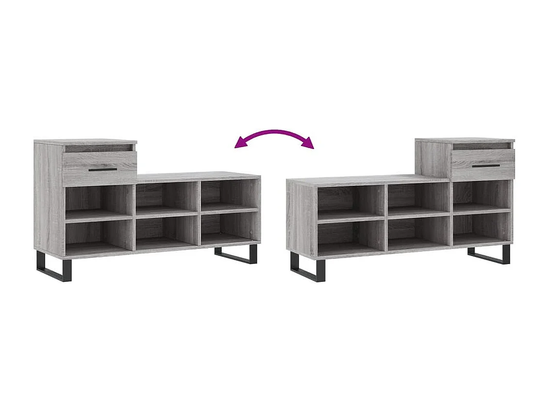 Armoire à chaussures Sonoma gris 102x36x60 Bois d'ingénierie