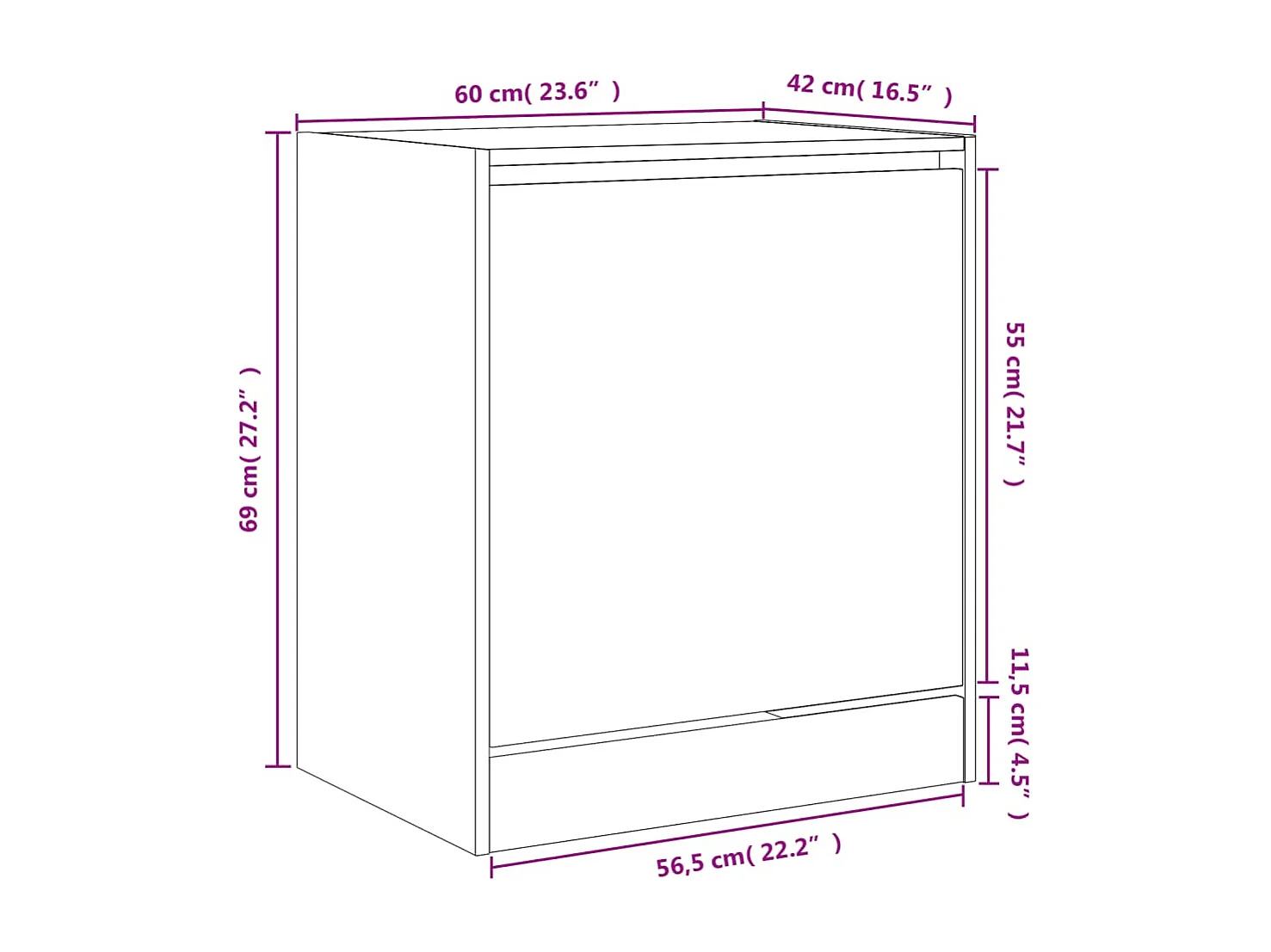 Armoire à chaussures sonoma gris 60x42x69 bois d'ingénierie