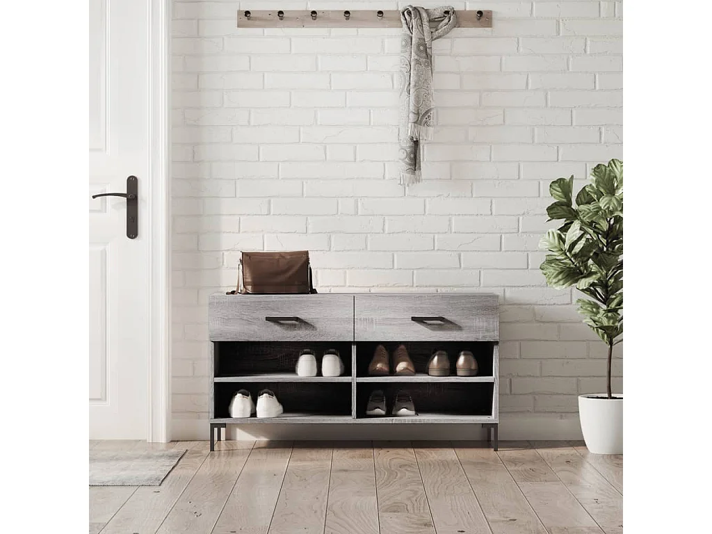 Banc à chaussures sonoma gris 102x35x55 bois d'ingénierie