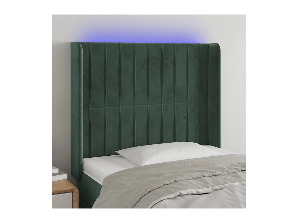 Tête de lit à LED Vert foncé 103x16x118-128 Velours