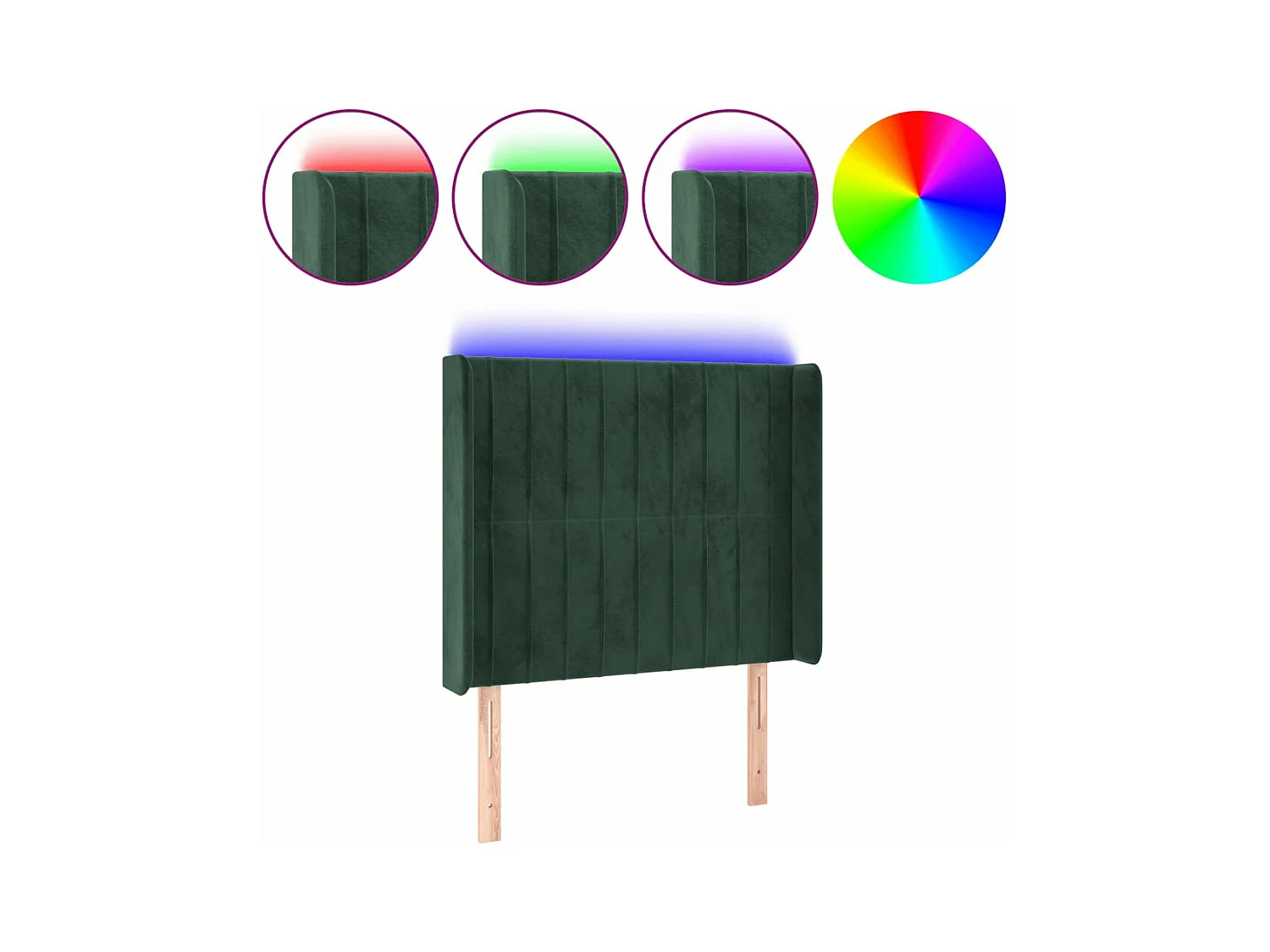 Tête de lit à LED Vert foncé 103x16x118-128 Velours