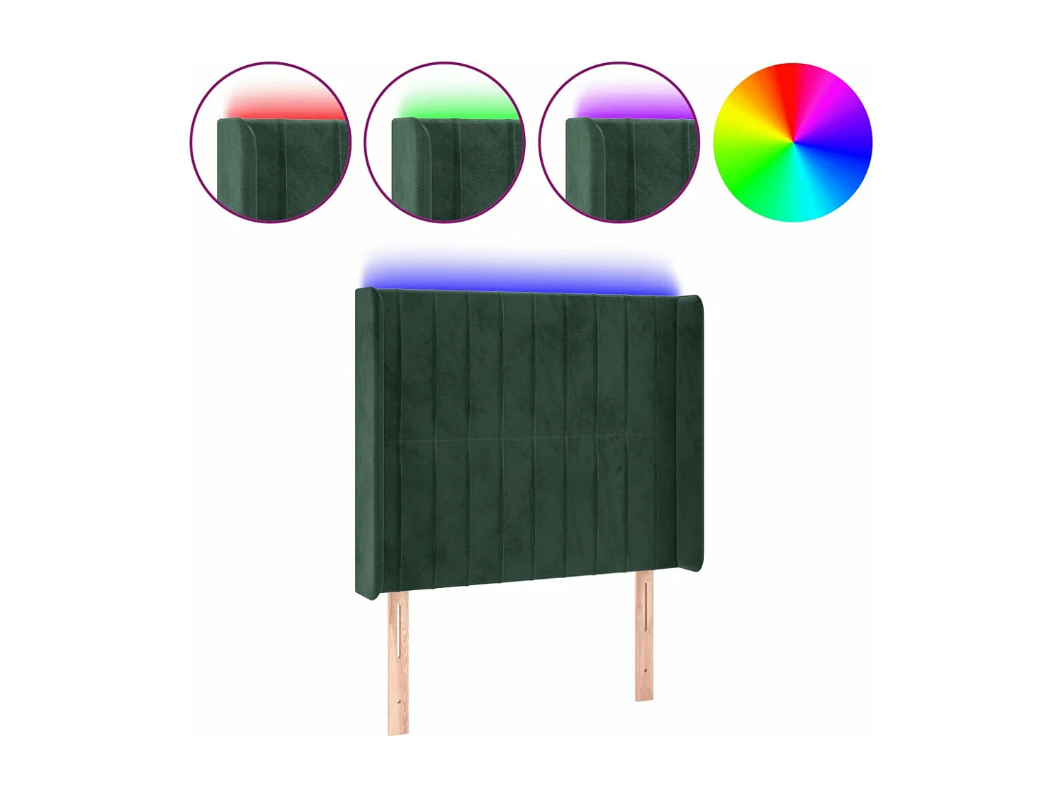 Tête de lit à LED Vert foncé 103x16x118-128 Velours