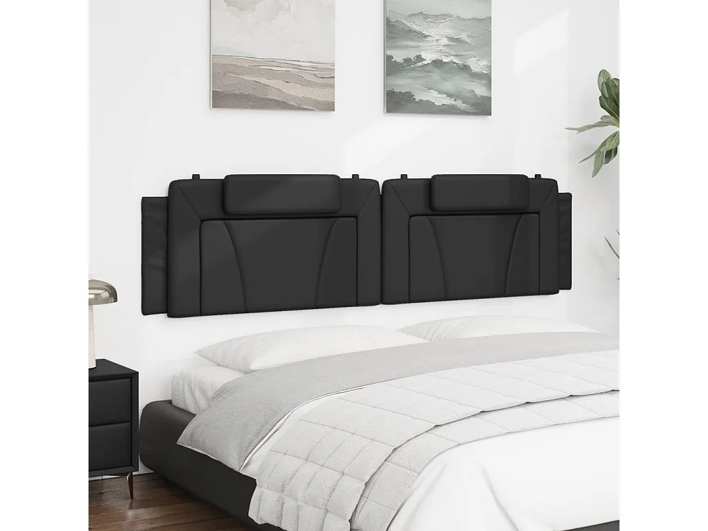 Coussin de tête de lit noir 200cm similicuir