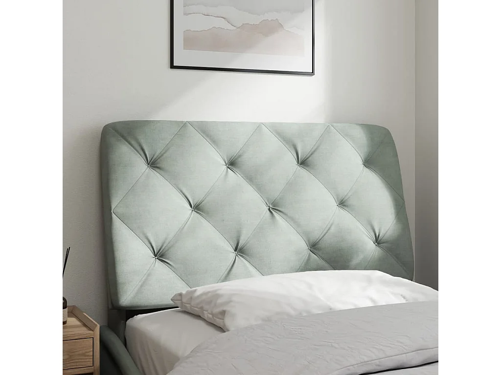 Coussin de tête de lit gris clair 80cm velours