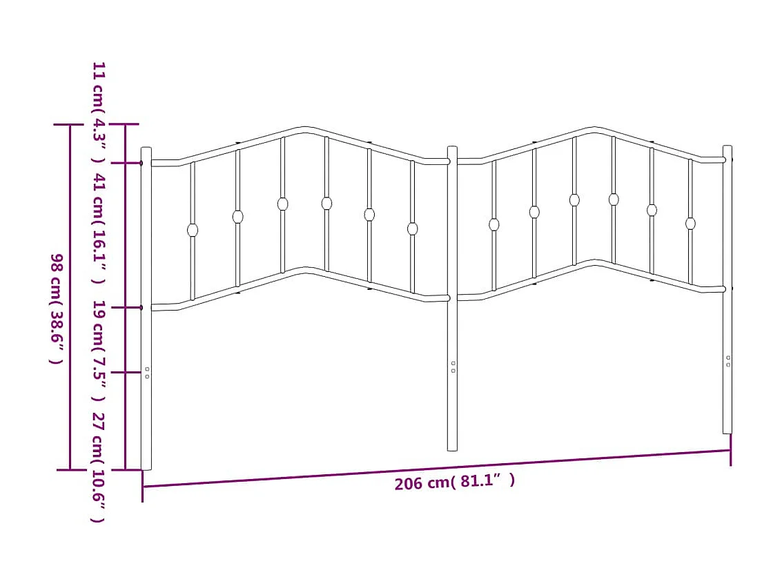 Tête de lit métal blanc 200cm