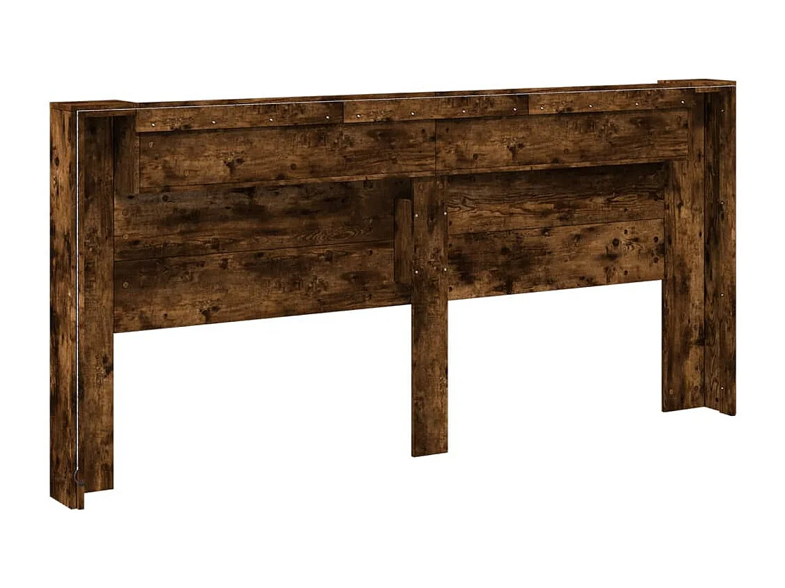 Armoire tête de lit avec LED chêne fumé 220x16,5x103,5