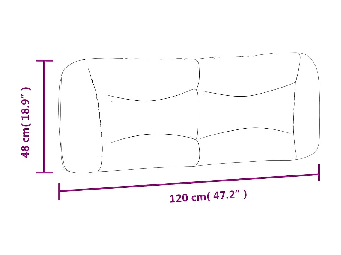 Coussin de tête de lit gris clair 120cm tissu