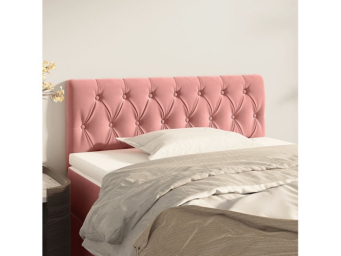 Tête De Lit Chesterfield Velours Rose – 5 Pieds (King Size) – Sur Pied
