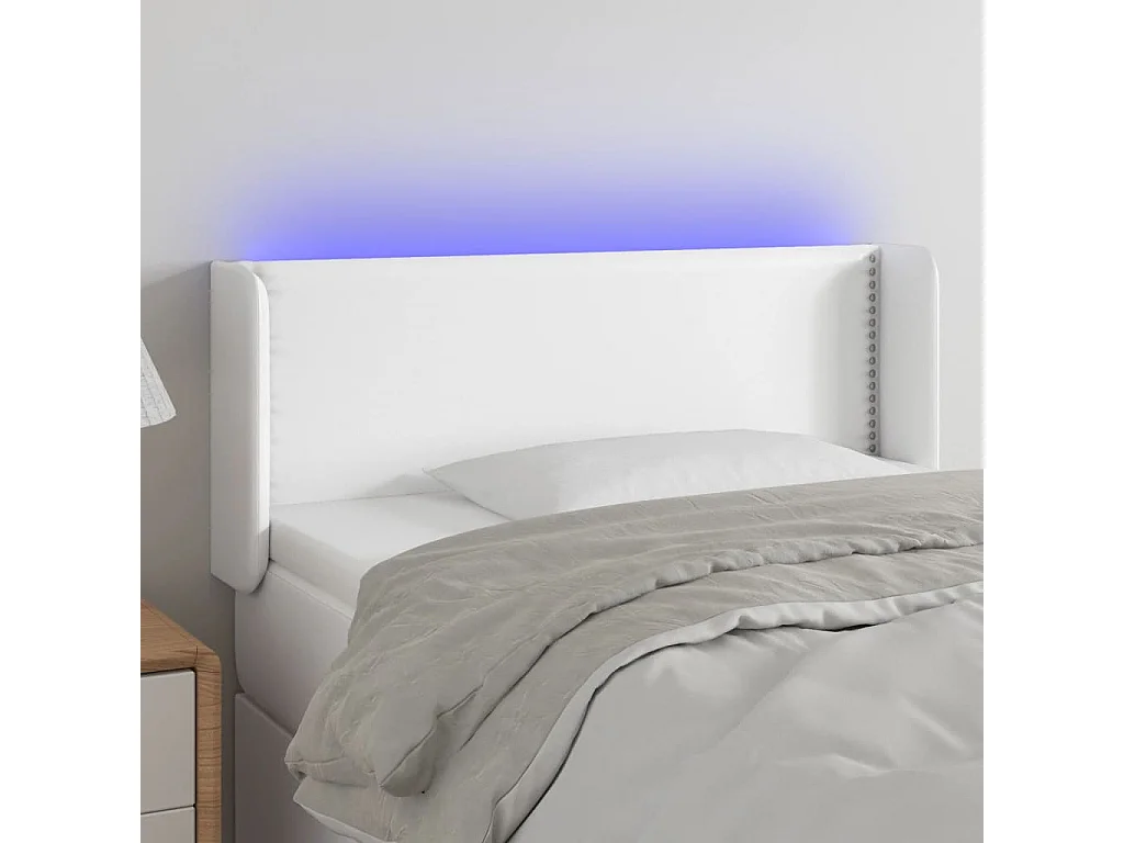 Tête de lit à LED Blanc 103x16x78-88 Similicuir