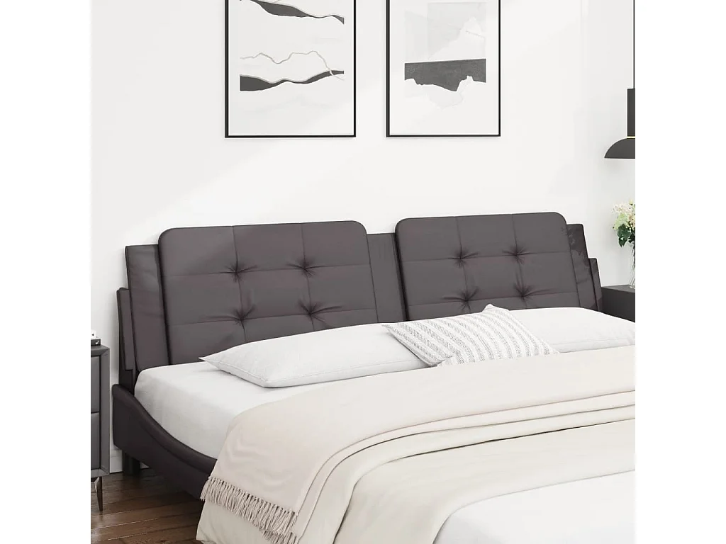 Coussin de tête de lit gris 200cm similicuir