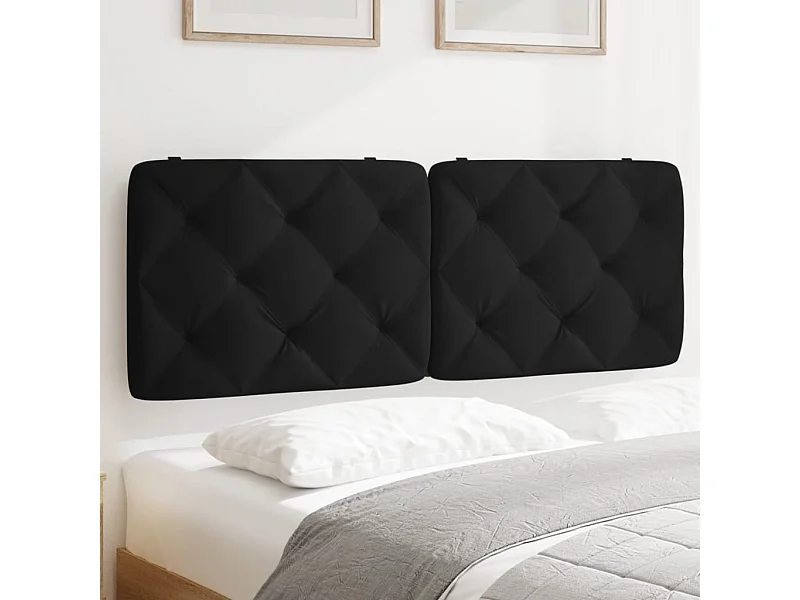 Coussin de tête de lit noir 120cm velours