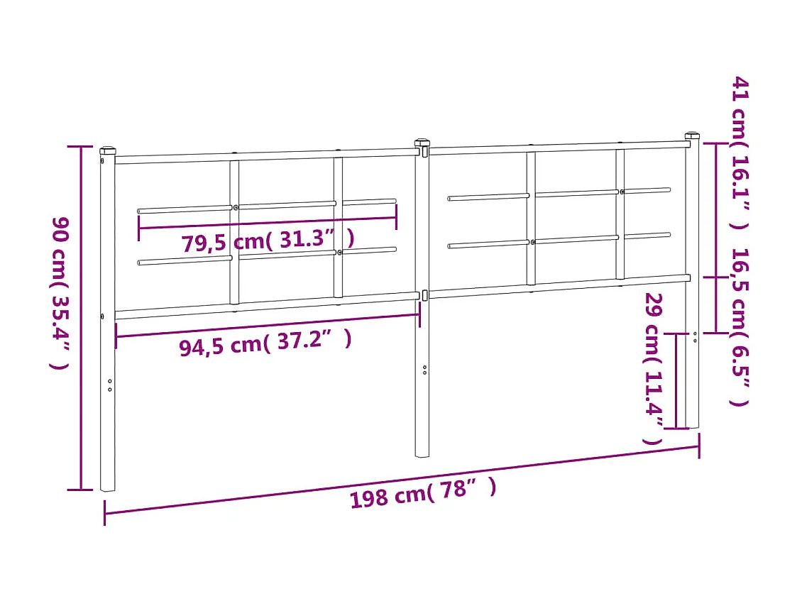 Tête de lit métal noir 193cm