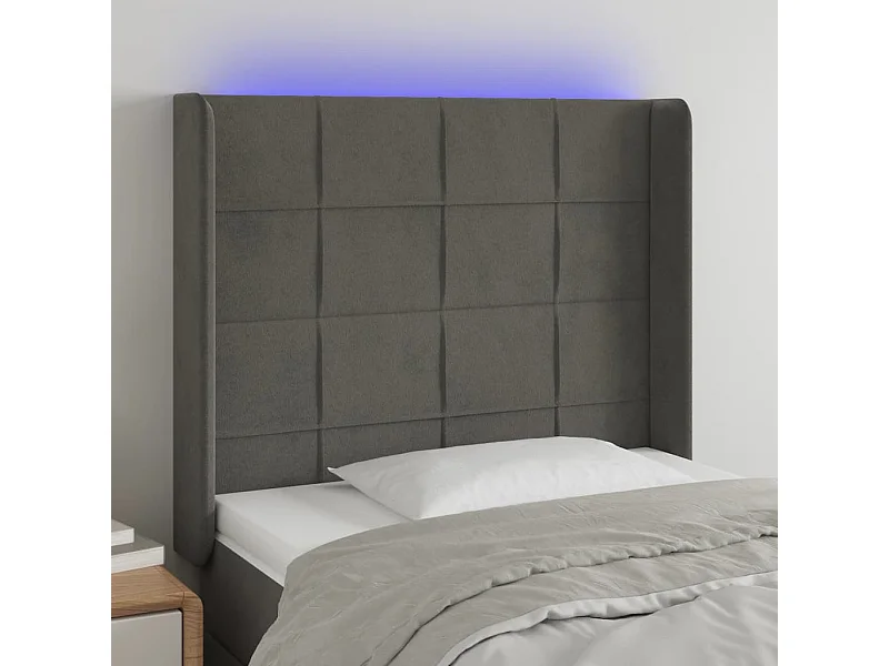 Tête de lit à LED Gris foncé 103x16x118-128 Velours