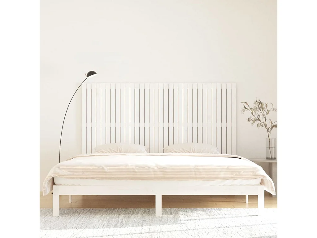 Tête de lit murale Blanc 204x3x110 Bois massif de pin
